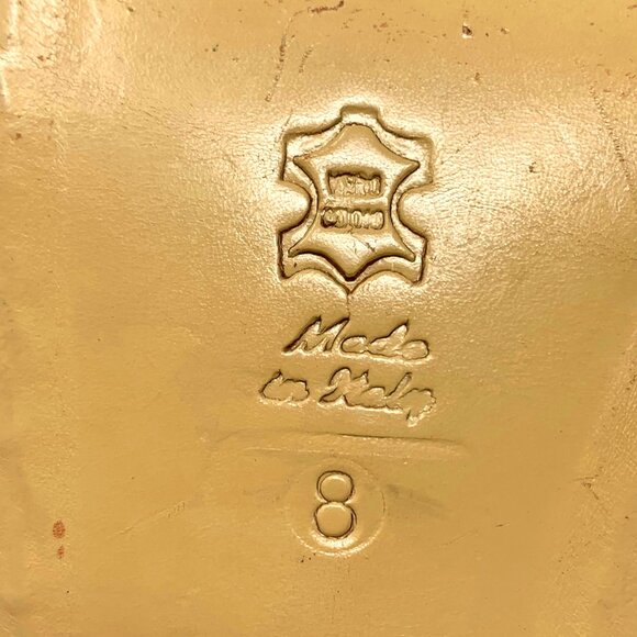 CAPRI SANDALS CO. Gold Leather Rhinestone Thong Slide‎ Sandals - Picture 3 of 9